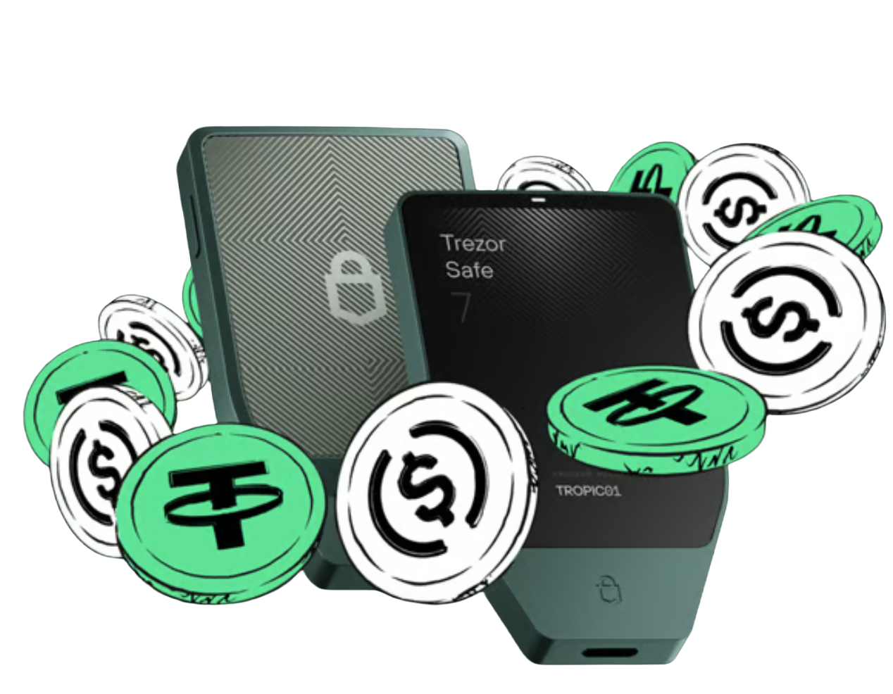 Trezor Suite 稳定币与硬件钱包资产管理界面